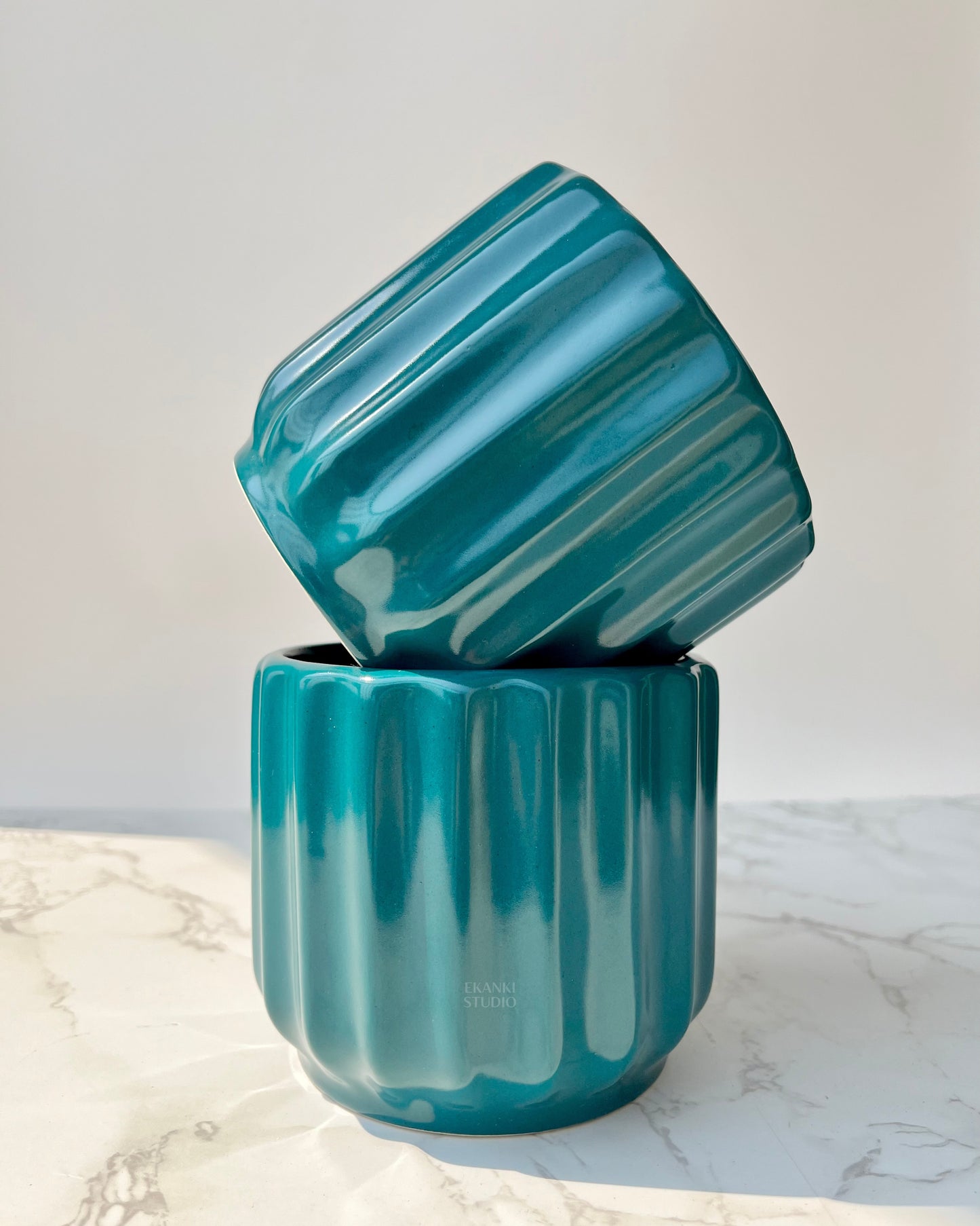 Ribbed cylinder vase